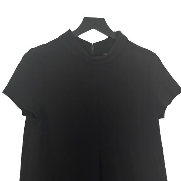 J. McLaughlin Black Leila Cap Sleeve Dress Rollover Collar Black Medium - Picture 5 of 7